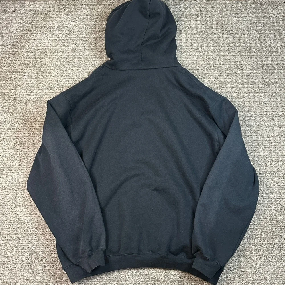 Vintage Adidas Hoodie Mens XL Black Pullover Sweatshirt Center Logo Jumper Y2K